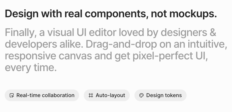 Subframe’s landing page has uniform font size and weight, but varies in color.